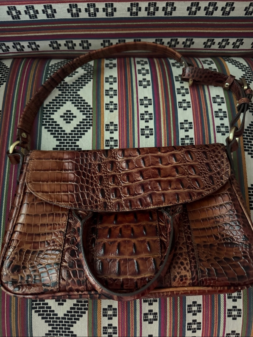 Brahmin Flaire Fold-over-to Shoulder-Strap measures 11 in wide x 11 in tall - Picture 14 of 16